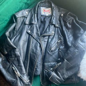 Men's Vintage  Black motorcycle jacket Large